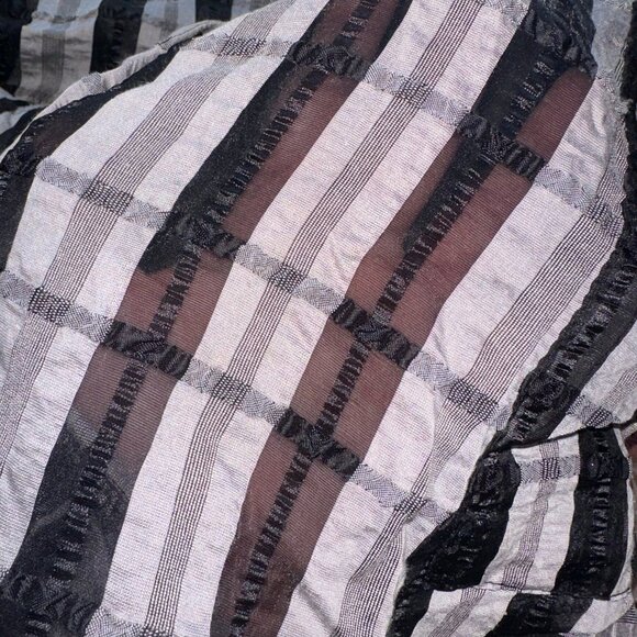 Womens Collar Shirt Black & White Stripes Button Up Long Sleeve W/Pockets SZ 8 - Picture 6 of 8